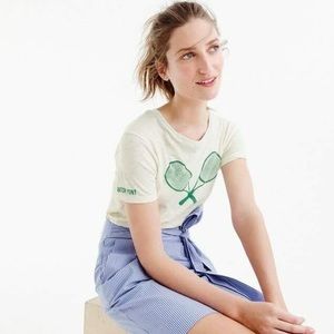 White J Crew Tennis Graphic T Shirt